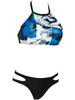 Casual Halter Cutout Abstract Print Bikini