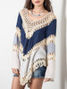 Casual V-Neck Crochet Color Block Hollow Out Tunic