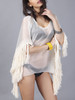 Casual V-Neck Fringe See-Through Plain Tunic