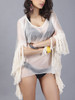 Casual V-Neck Fringe See-Through Plain Tunic