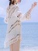 Casual V-Neck See-Through Crochet Plain Tunic