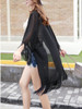 Casual Fringe See-Through Plain Longline Kimono