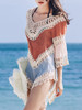 Casual V-Neck See-Through Color Block Tunic