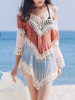 Casual V-Neck See-Through Color Block Tunic