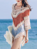 Casual V-Neck See-Through Color Block Tunic