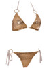 Casual Sparkling Halter Decorative Hardware Sequin Plain Triangle Bikini
