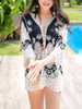 Casual Lace-Up See-Through Crochet Tunic