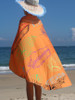 Casual Orange Feather Round Beach Shawl