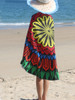 Casual Color Block Abstract Round Beach Shawl