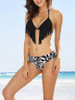 Casual Halter Fringe Printed Triangle Bikini
