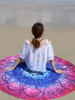Casual Blue Gradient Round Beach Shawl
