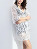 Casual Deep V-Neck Lace See-Through Plain Tunic