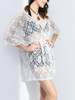 Casual Deep V-Neck Lace See-Through Plain Tunic