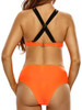 Casual X-Back Crew Neck Contrast Trim Printed Bikini