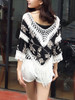 Casual V-Neck Fringe See-Through Crochet Printed Tunic