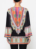Casual Assorted Colors Tribal Printed Batwing Mandarin Sleeve V Neck Blouse