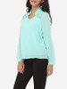 Casual Lace Plain Elegant Band Collar Blouse