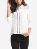 Casual Hollow Out Plain Chic Band Collar Blouse Casual Hollow Out Plain Chic Band Collar Blouse