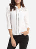 Casual Hollow Out Plain Chic Band Collar Blouse Casual Hollow Out Plain Chic Band Collar Blouse