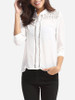 Casual Hollow Out Plain Chic Band Collar Blouse Casual Hollow Out Plain Chic Band Collar Blouse