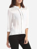 Casual Hollow Out Plain Chic Band Collar Blouse Casual Hollow Out Plain Chic Band Collar Blouse