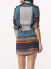 Casual Bohemian Printed Drawstring Captivating Band Collar Blouse
