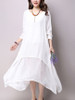 Casual V-Neck Asymmetric Hem Double Layer Shift Dress