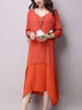 Casual V-Neck Asymmetric Hem Double Layer Shift Dress