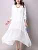 Casual V-Neck Asymmetric Hem Double Layer Shift Dress
