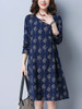 Casual Round Neck Midi Loose Pocket Printed Shift Dress Casual Round Neck Midi Loose Pocket Printed Shift Dress
