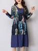Casual Slit Pocket Feather Printed Shift Dress