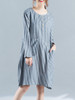 Casual Vertical Striped Pocket Decorative Button Shift Dress