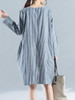 Casual Vertical Striped Pocket Decorative Button Shift Dress