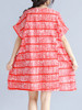 Casual Round Neck Patch Pocket Striped Oversized Shift Dress
