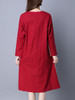 Casual Round Neck Patch Pocket Color Block Printed Maxi Dress