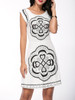 Casual Unique Printed Round Neck Back Hole Skater Dress