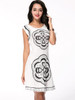 Casual Unique Printed Round Neck Back Hole Skater Dress