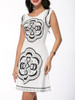 Casual Unique Printed Round Neck Back Hole Skater Dress