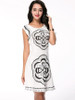 Casual Unique Printed Round Neck Back Hole Skater Dress