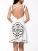 Casual Unique Printed Round Neck Back Hole Skater Dress