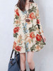 Casual V-Neck Floral Printed Sack Shift Dress