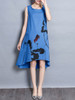 Casual Round Neck Printed High-Low Shift Dress