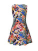 Casual Round Neck Multi-Color Peacock Printed Shift Dress