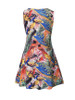 Casual Round Neck Multi-Color Peacock Printed Shift Dress