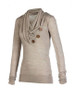 Casual Cowl Neck Decorative Button Plain Hoodie