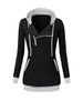 Casual Slit Pocket Zips Color Block Hoodie