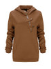 Casual Fancy Hooded Decorative Buttons Plain Hoodie