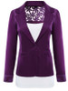 Casual Notch Lapel Patchwork Single Button Hollow Out Plain Blazer