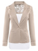 Casual Notch Lapel Patchwork Single Button Hollow Out Plain Blazer