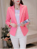 Graceful Notch Lapel Plain Blazer With Long Sleefe